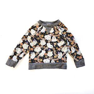 Miki Miette Long Sleeve Retro Cotton Sweater Rainbow Halloween Groovy Ghosts 2T